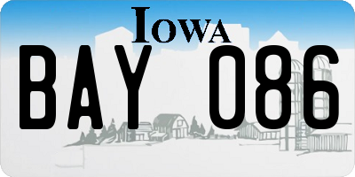 IA license plate BAY086