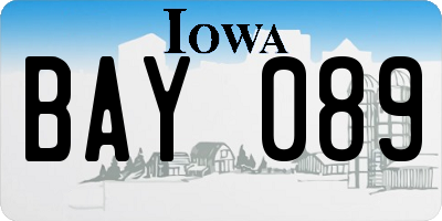 IA license plate BAY089