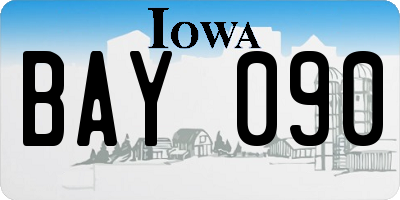 IA license plate BAY090
