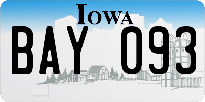 IA license plate BAY093