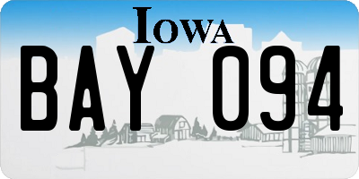 IA license plate BAY094