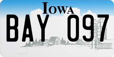 IA license plate BAY097