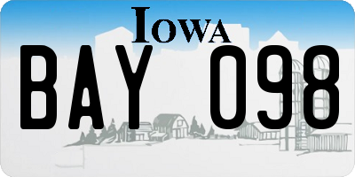 IA license plate BAY098
