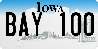 IA license plate BAY100