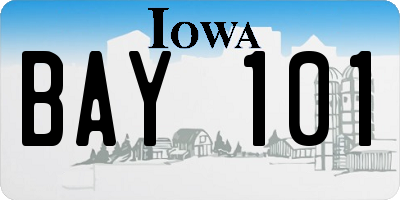 IA license plate BAY101