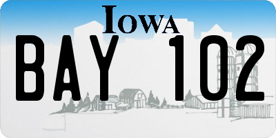 IA license plate BAY102