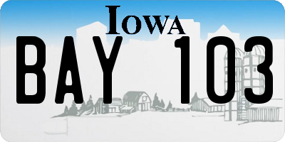IA license plate BAY103