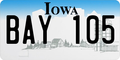IA license plate BAY105