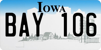 IA license plate BAY106