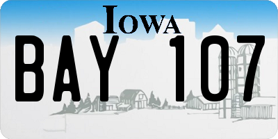 IA license plate BAY107