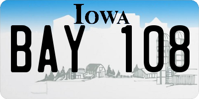 IA license plate BAY108