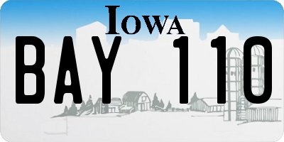 IA license plate BAY110