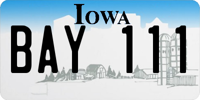 IA license plate BAY111