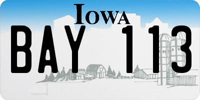 IA license plate BAY113