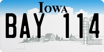 IA license plate BAY114