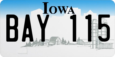 IA license plate BAY115