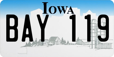 IA license plate BAY119