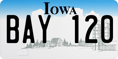 IA license plate BAY120