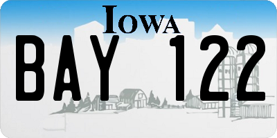 IA license plate BAY122