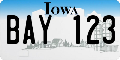 IA license plate BAY123
