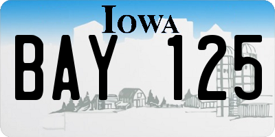 IA license plate BAY125