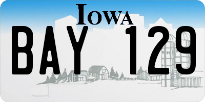 IA license plate BAY129