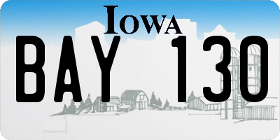 IA license plate BAY130