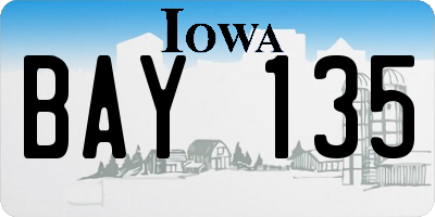 IA license plate BAY135