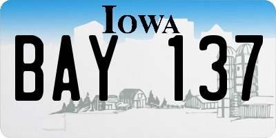 IA license plate BAY137