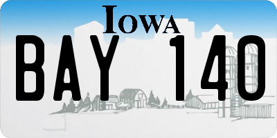 IA license plate BAY140