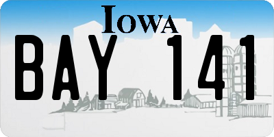 IA license plate BAY141