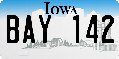 IA license plate BAY142