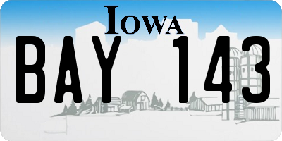 IA license plate BAY143