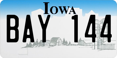 IA license plate BAY144