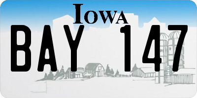IA license plate BAY147