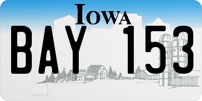 IA license plate BAY153
