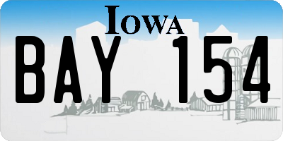 IA license plate BAY154