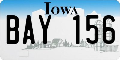 IA license plate BAY156