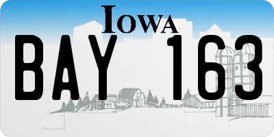 IA license plate BAY163