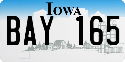 IA license plate BAY165