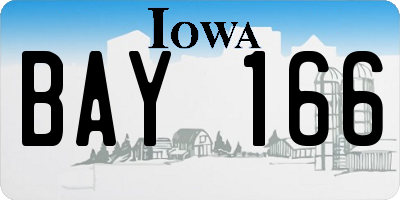 IA license plate BAY166