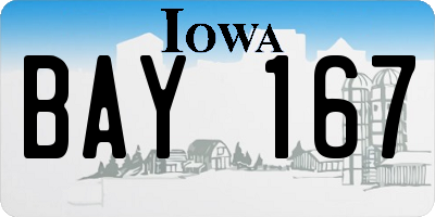 IA license plate BAY167