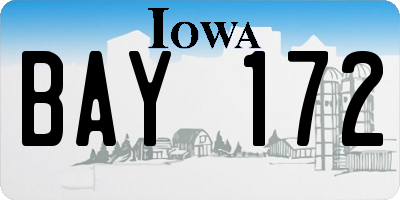 IA license plate BAY172
