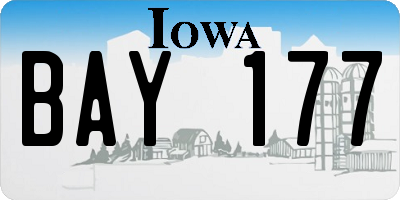 IA license plate BAY177