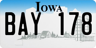 IA license plate BAY178