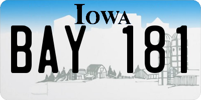 IA license plate BAY181