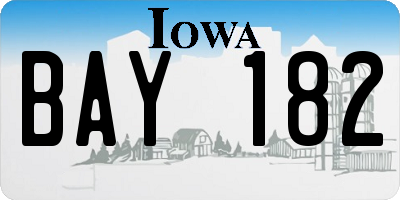 IA license plate BAY182