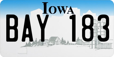 IA license plate BAY183