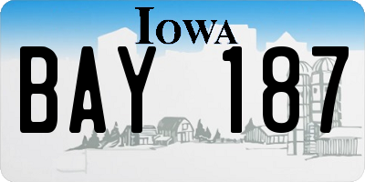 IA license plate BAY187