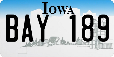IA license plate BAY189